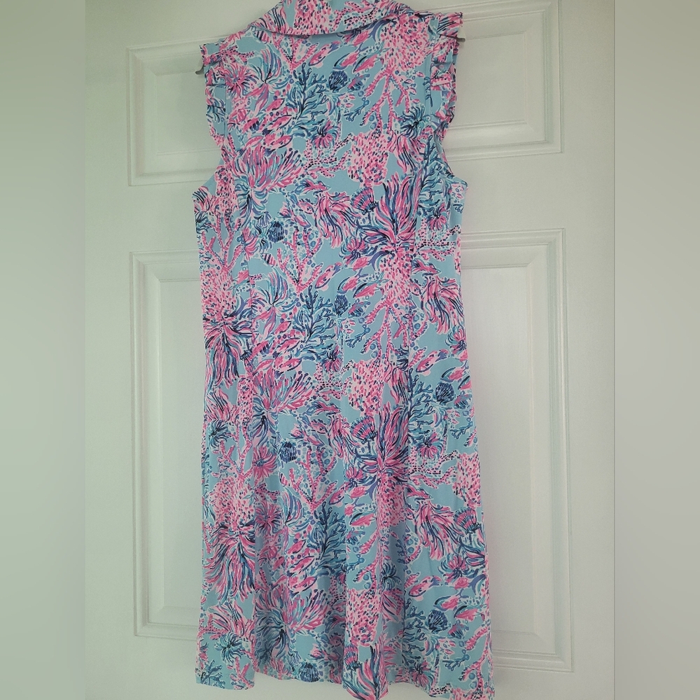 Lilly Pulitzer Luxletic Dress in Blue and Pink Floral - Picture 2 of 12